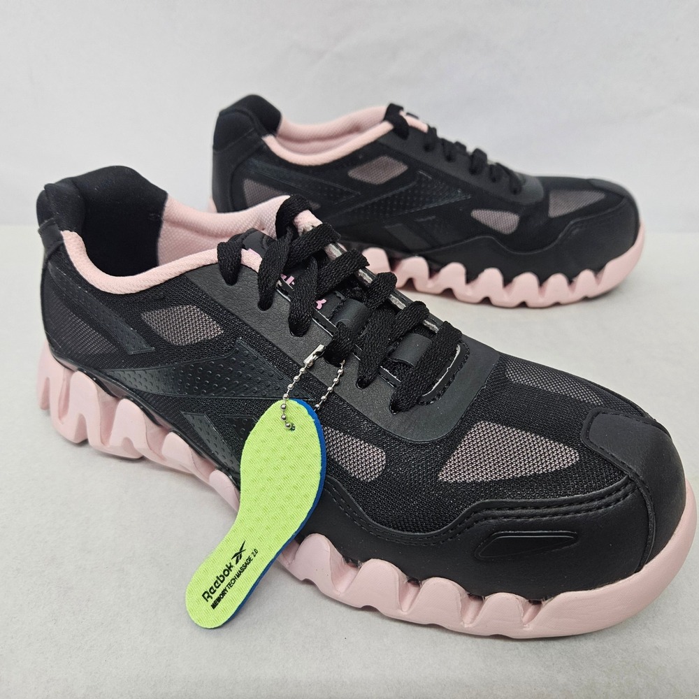 Reebok Zig Pulse Work Safety Shoe Composite Toe RB321 Black Pink Womens Size 7.5